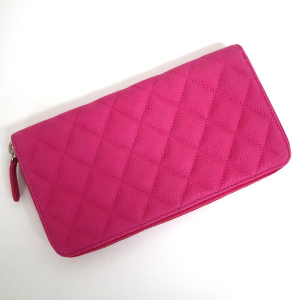 2000114256100055 2 Chanel long wallet Matelasse caviar skin pink