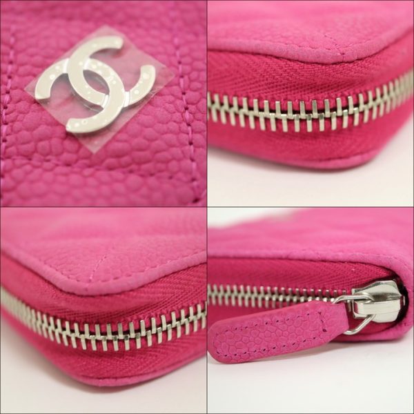 2000114256100055 4 Chanel long wallet Matelasse caviar skin pink