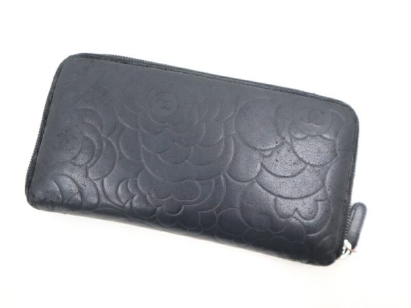 2000114256300010 2 Chanel long wallet Camellia lambskin black A50932