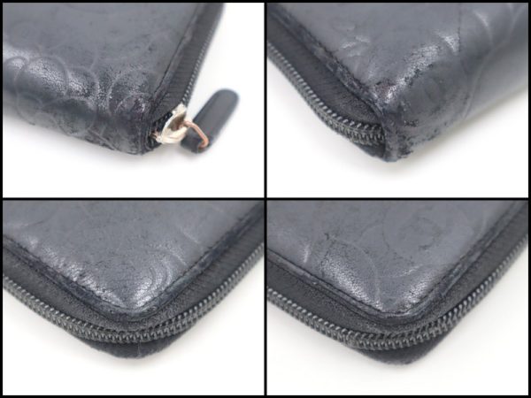 2000114256300010 3 Chanel long wallet Camellia lambskin black A50932