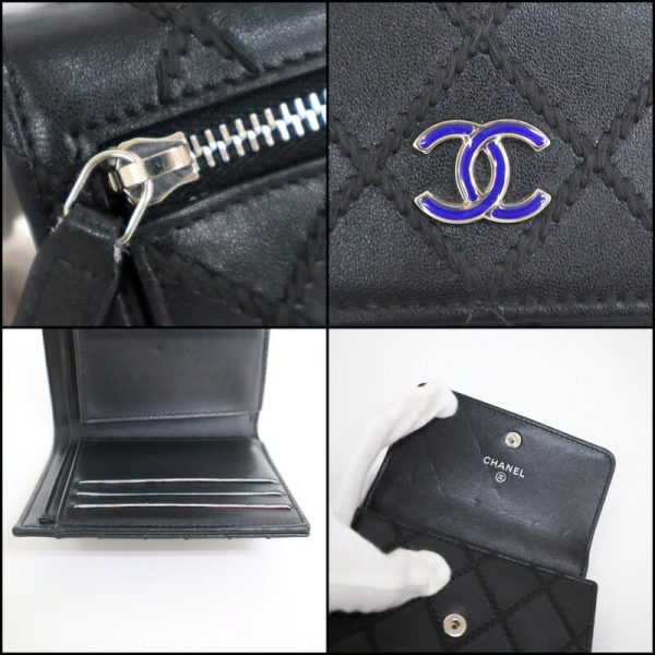 2000114256300040 9 Chanel Wallet Wild Stitch Lambskin Coco Mark Black