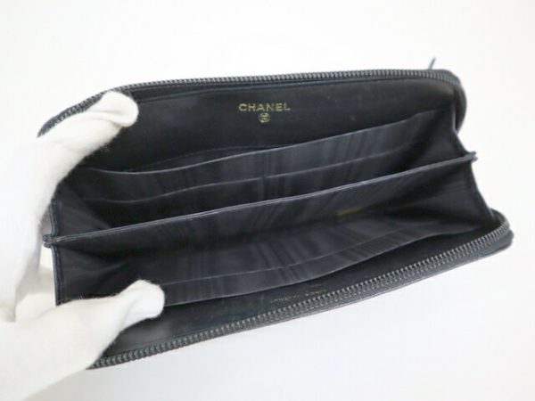 2000114256500049 4 Chanel Long Wallet Coco Mark Caviar Skin Black