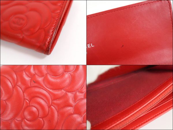 2000114256500089 9 Chanel Camellia long wallet red