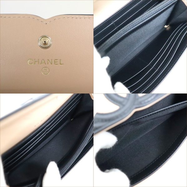 2000114256500116 6 Chanel CC Filigree bi flong wallet caviar skin black