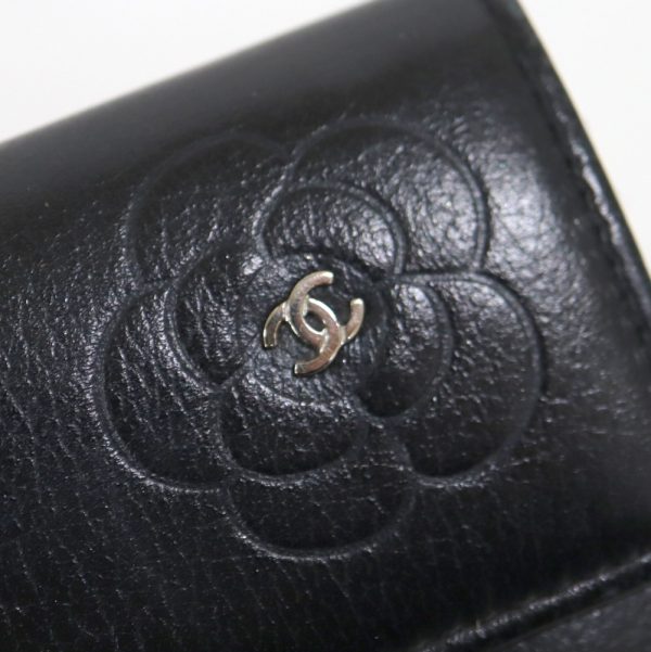 2000121255600046 3 Chanel Camellia Cocomark Card Case Black