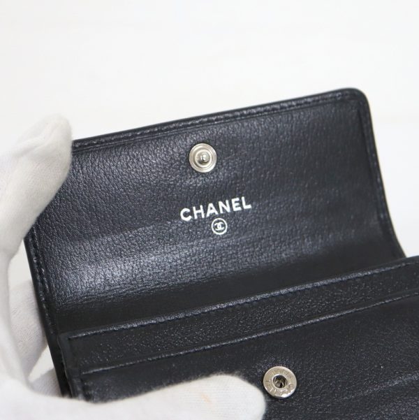 2000121255600046 6 Chanel Camellia Cocomark Card Case Black