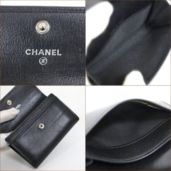 2000121255600046 7 Chanel Camellia Cocomark Card Case Black