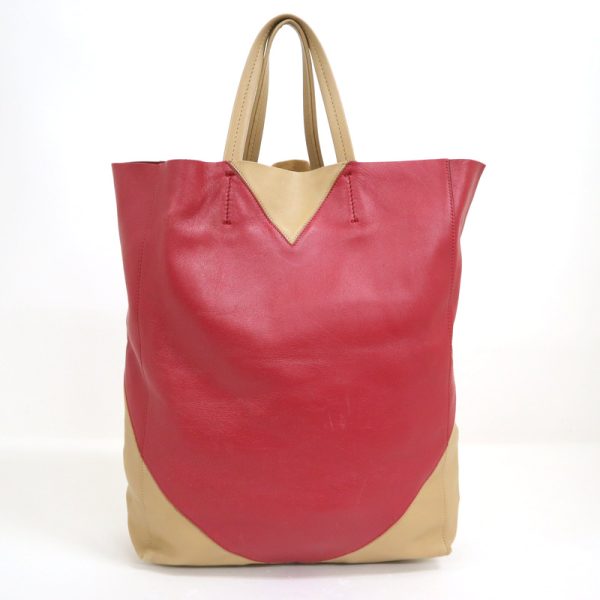 2000124255000088 2 Celine Hippo Tote Bag Suede Beige Red