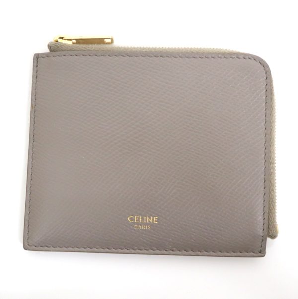 2000125256500006 1 Celine L shaped coin mini wallet grain calfskin greige