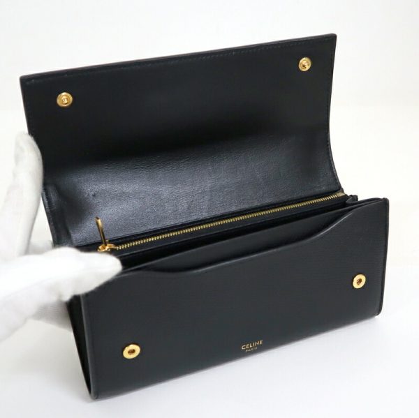 2000126255400016 6 Celine Large Flap Wallet Long Wallet Black Grained Calfskin