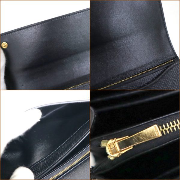 2000126255400016 7 Celine Large Flap Wallet Long Wallet Black Grained Calfskin