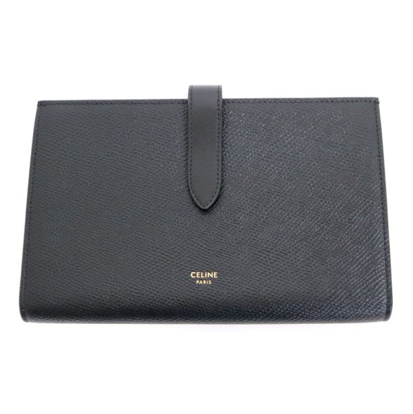 2000126256500022 1 Celine Large Strap Long Wallet Grain Calfskin Black