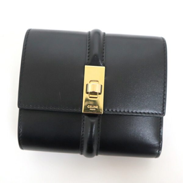 2000126256600025 1 Celine Small Wallet 16 Saise Calfskin Black