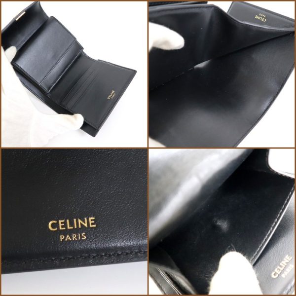 2000126256600025 7 Celine Small Wallet 16 Saise Calfskin Black