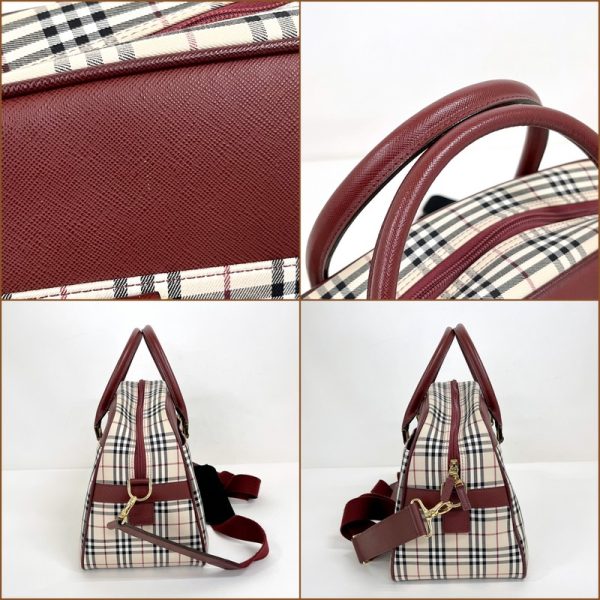 2000160256600003 3 Burberry Bag Nova Check Wine Red Leather