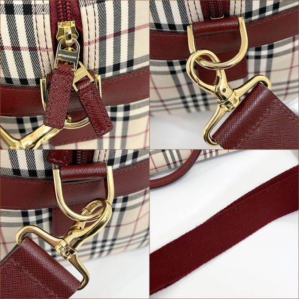 2000160256600003 4 Burberry Bag Nova Check Wine Red Leather