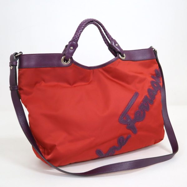 2000195256500039 1 Salvatore Ferragamo 2WAY bag purple red nylon