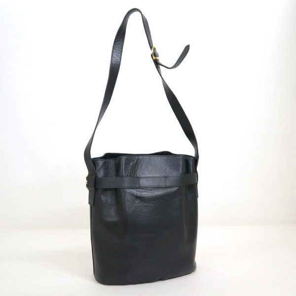 2000195256500047 3 Salvatore Ferragamo Gancini drawstring shoulder bag black leather