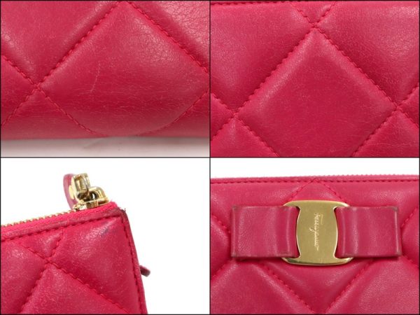 2000198255300008 6 Salvatore Ferragamo Vara L shaped long wallet quilted pink