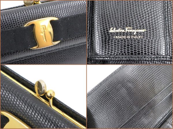 2000198256300001 5 Salvatore Ferragamo Vara tri flong wallet pouch black