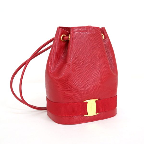 2000205256100018 1 Salvatore Ferragamo Vara Drawstring Mini Backpack Red Leather