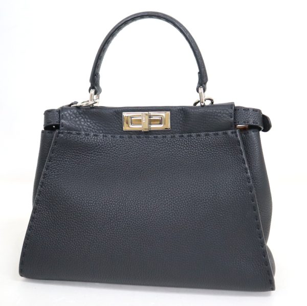 2000207255000040 2 Fendi Peekaboo Selleria Shoulder Bag Black Grain