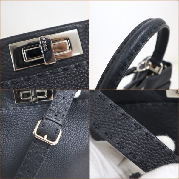 2000207255000040 4 Fendi Peekaboo Selleria Shoulder Bag Black Grain