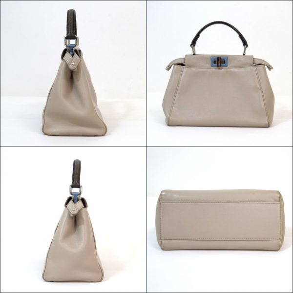 2000207256300027 2 Fendi Mini Peekaboo 2WAY Shoulder Bag Beige Brown