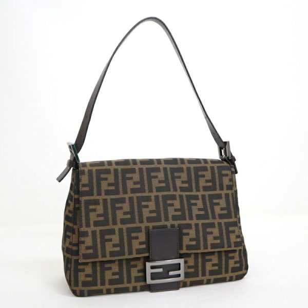 2000207256500034 1 Fendi Mamma Bucket Shoulder Bag Zucca Pattern Brown