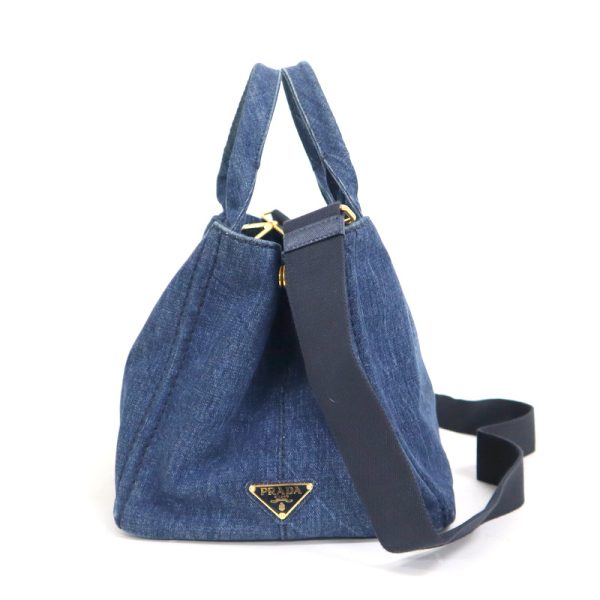 2000231255300035 3 Prada Canapa Tote 2Way Bag Blue Denim Shoulder Bag Handbag