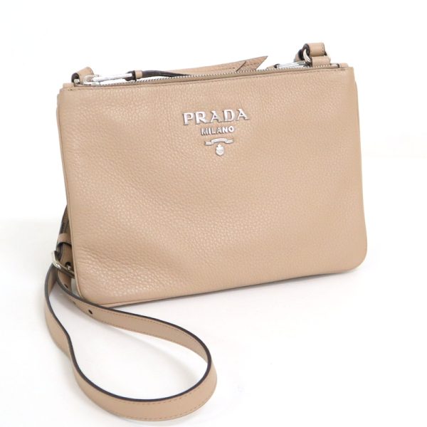 2000232256300057 1 Prada shoulder bag Greige leather