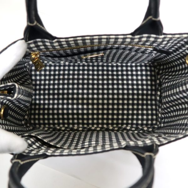 2000232256500076 8 Prada Canapa Tote Gingham Check Black