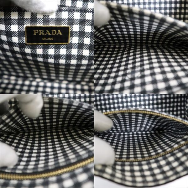 2000232256500076 9 Prada Canapa Tote Gingham Check Black