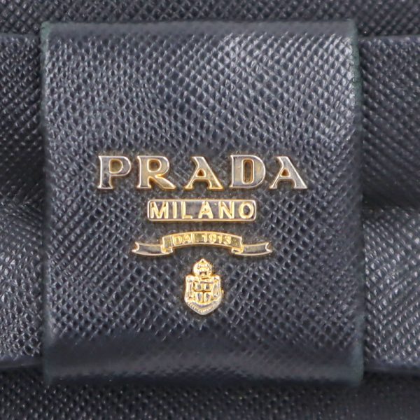 2000234255300026 4 Prada Ribbon Long Wallet Saffiano Black