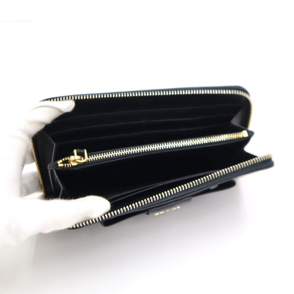 2000234255300026 6 Prada Ribbon Long Wallet Saffiano Black