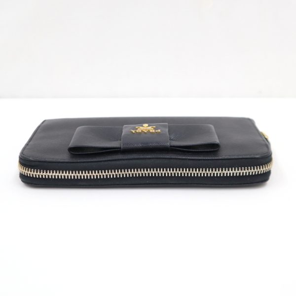 2000234255300026 7 Prada Ribbon Long Wallet Saffiano Black