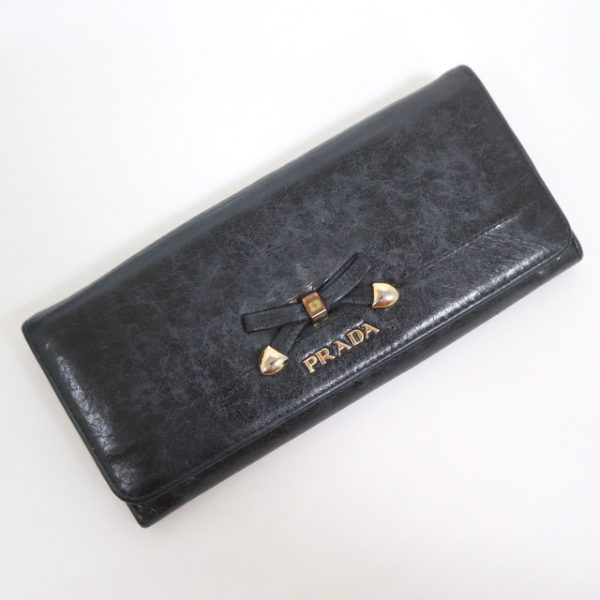 2000234256100031 1 Prada BifLong Wallet Ribbon Black 1M1132