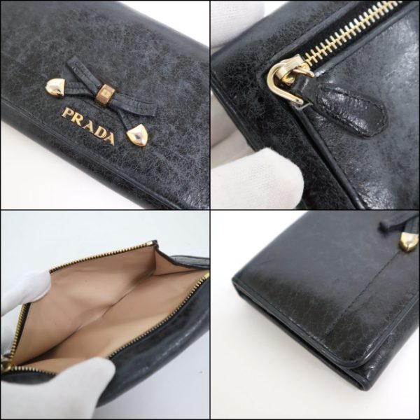 2000234256100031 3 Prada BifLong Wallet Ribbon Black 1M1132