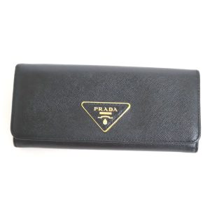 2000234256500044 1 Prada Trifold Wallet Nylon Black