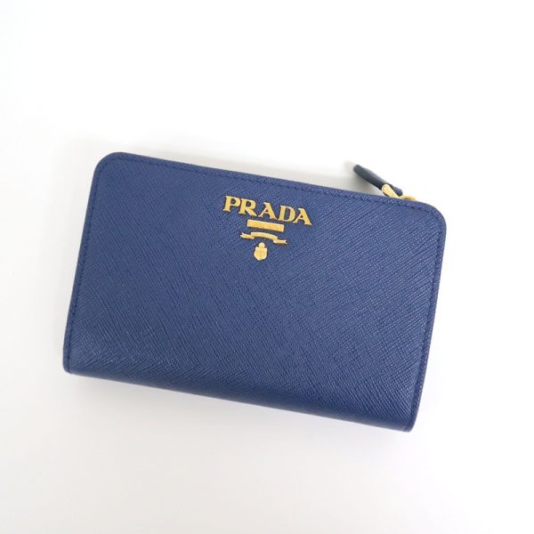 2000234256600028 1 Prada Saffiano Metal Wallet Blue