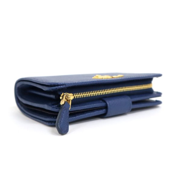 2000234256600028 3 Prada Saffiano Metal Wallet Blue