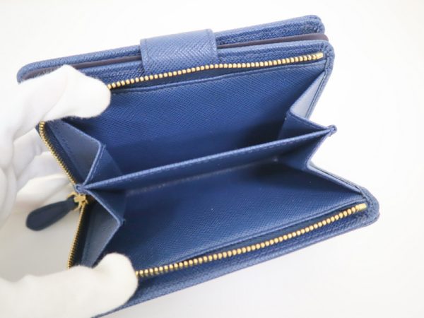 2000234256600028 6 Prada Saffiano Metal Wallet Blue