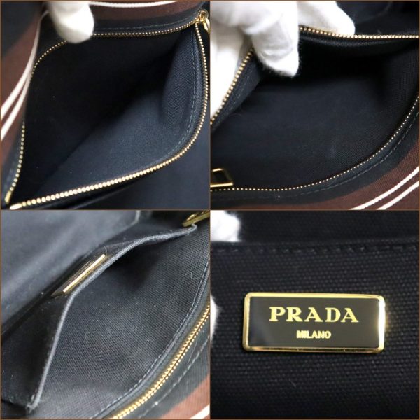 2000241255500064 9 Prada Canapa Tote 2WAY Handbag Border Brown