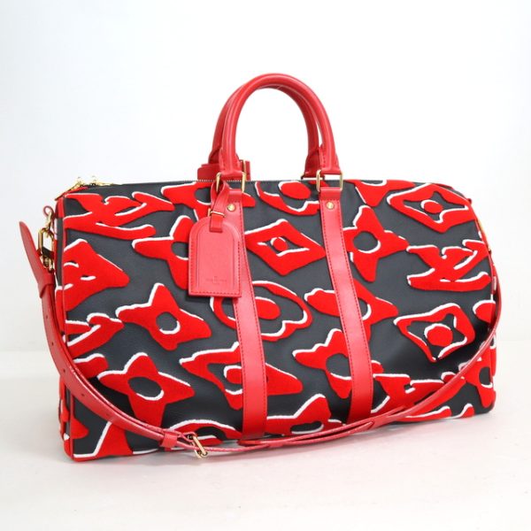 2000345256500060 1 Louis Vuitton Keepall Bandouliere 45 Tufted Red Black Bag