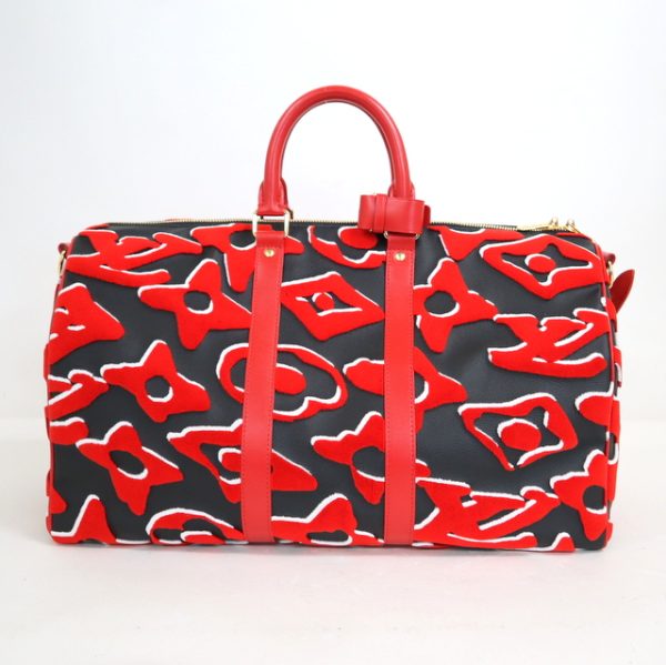 2000345256500060 2 Louis Vuitton Keepall Bandouliere 45 Tufted Red Black Bag