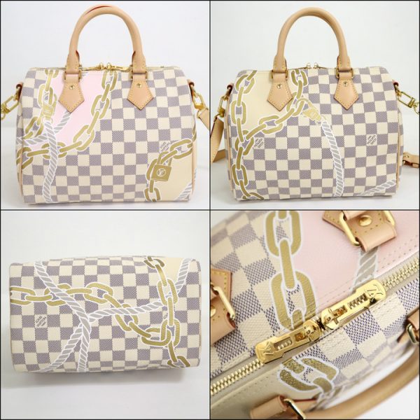 2000803255300062 2 Louis Vuitton Nautical Speedy Bandouliere 25 Damier Azur White