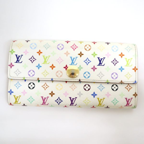 2001017255500291 1 Louis Vuitton Portefeuille Sarah Wallet Multicolor White