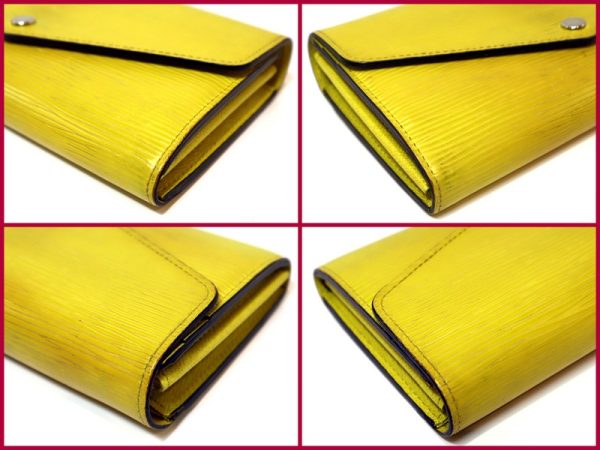 2001017255900028 3 Louis Vuitton Epi Portefeuille Sara Pistache BifLong Wallet Yellow