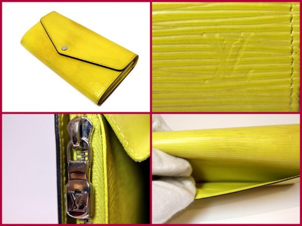 2001017255900028 6 Louis Vuitton Epi Portefeuille Sara Pistache BifLong Wallet Yellow