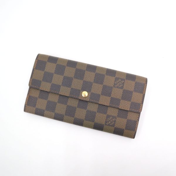 2001017255900124 1 Louis Vuitton Portefeuille Sara BifLong Wallet Damier Ebene Brown